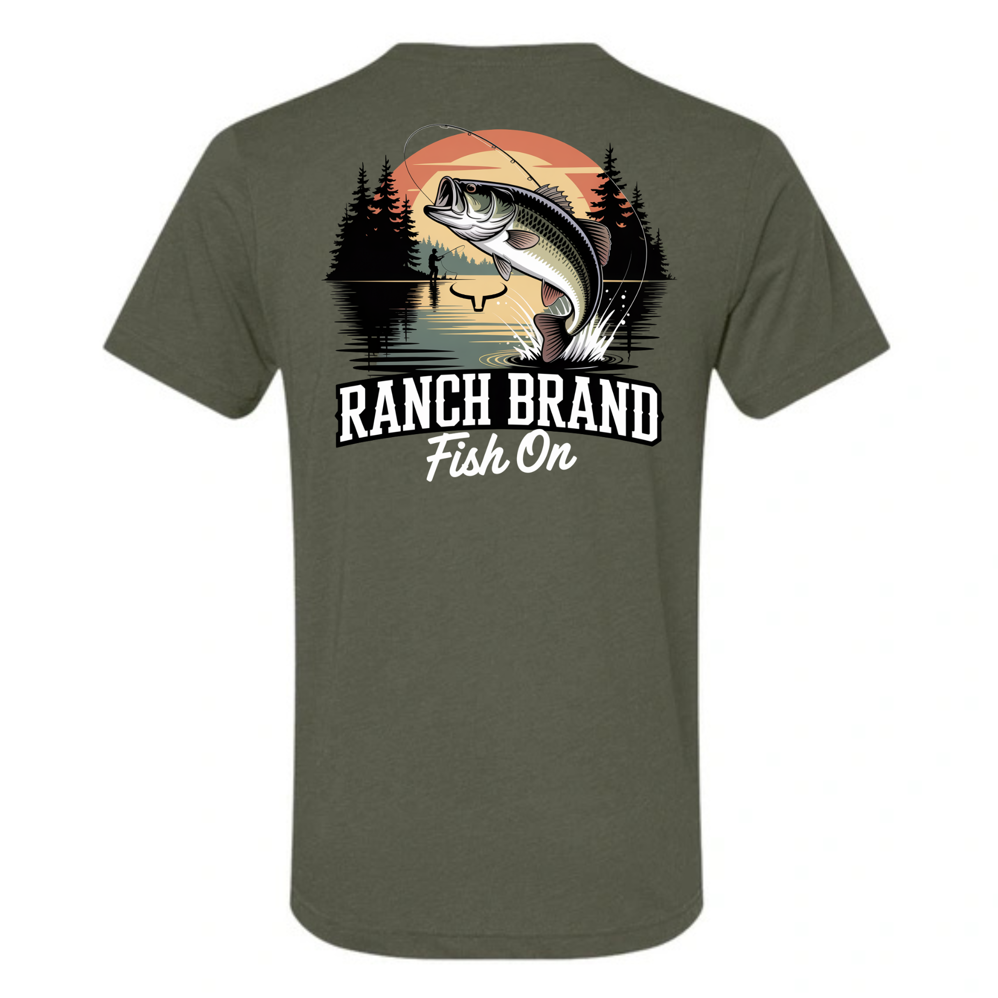 T-Shirt Homme Fish On 3 Army Ranch Brand