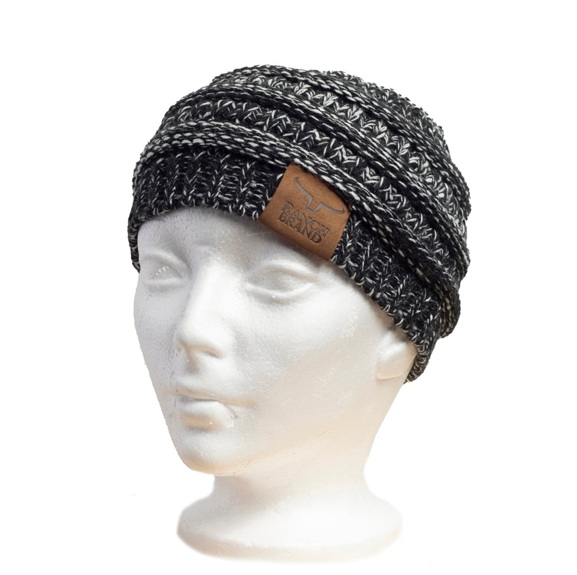 Bandeau Femme | Gris Chiné | Patch De Cuir