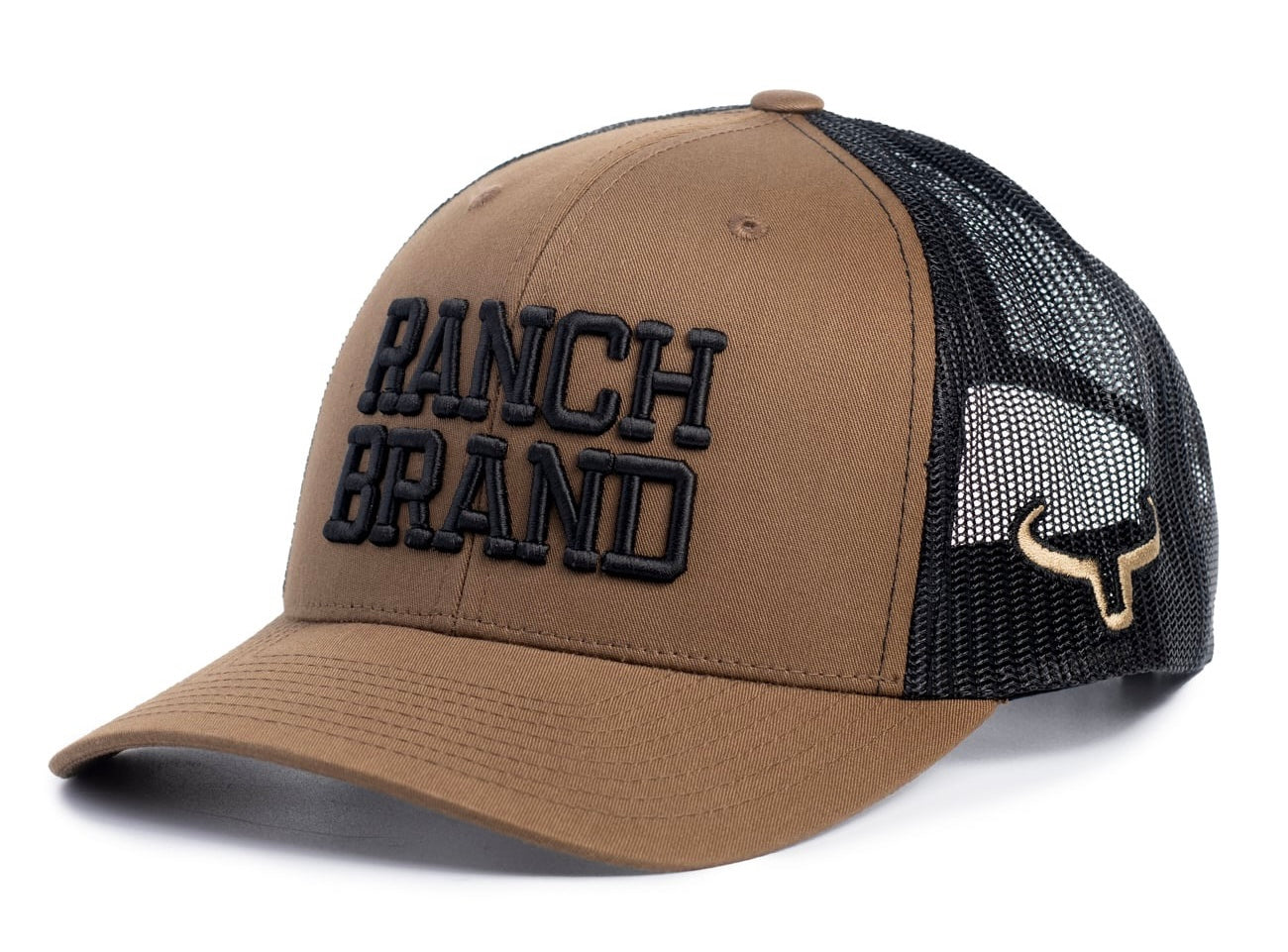Casquette Big Ranch | Brun Coyote & Mesh Noir | Logo Noir