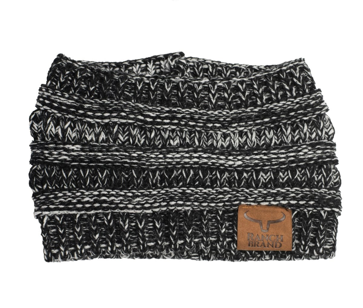 Bandeau Femme | Gris Chiné | Patch De Cuir