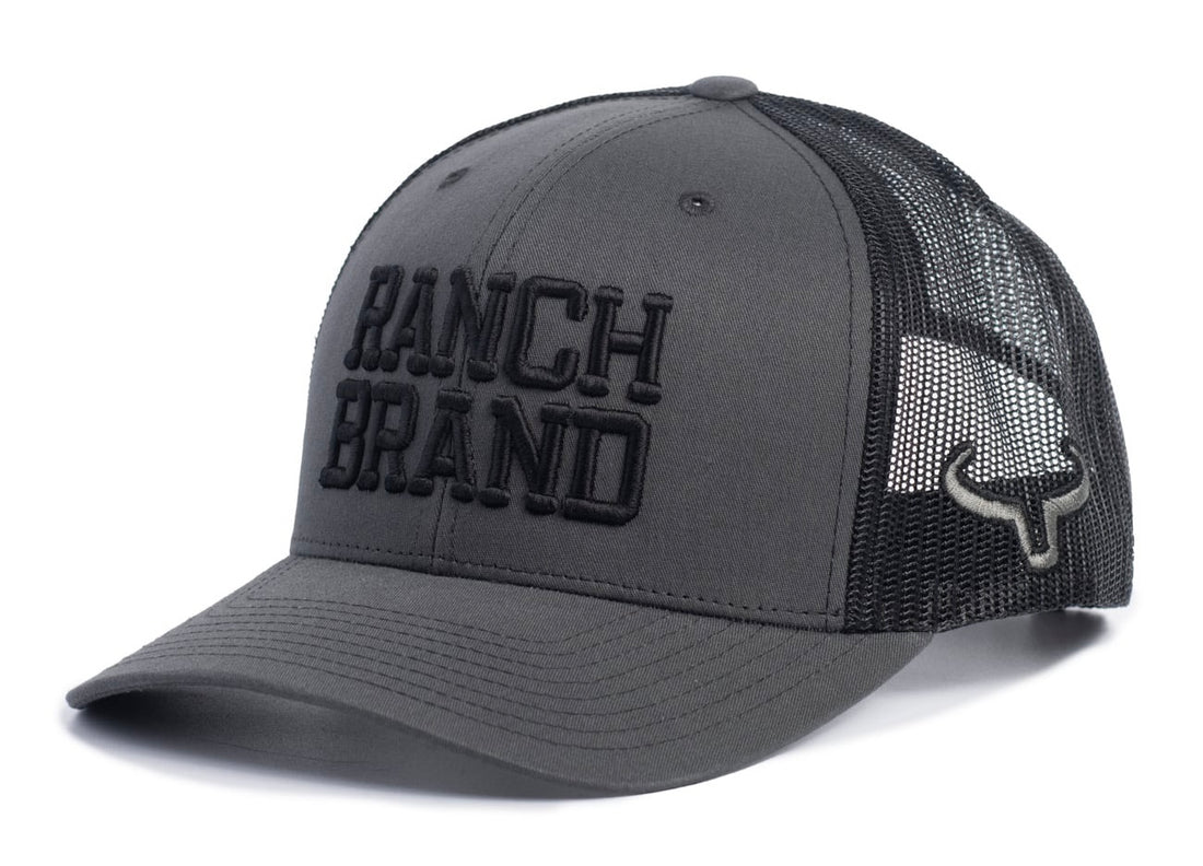 Casquette Big Ranch | Gris Foncé & Mesh Noir | Logo Noir