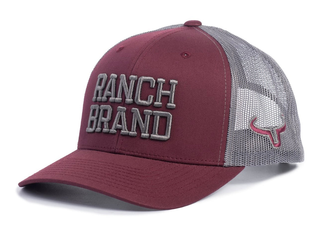 Casquette Big Ranch | Bourgogne & Mesh Gris | Logo Gris