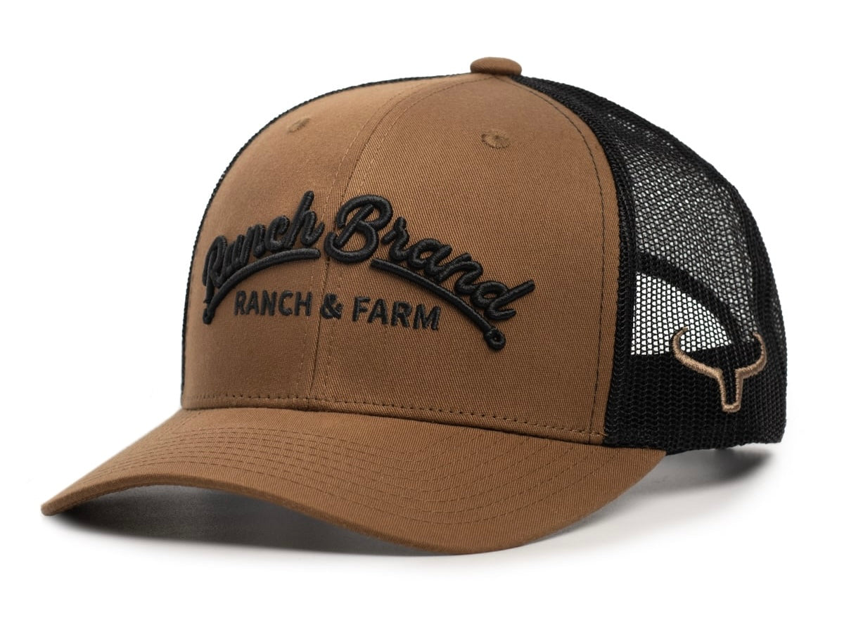 Ranch & Farm Cap | Coyote Brown & Black Mesh | Black Logo