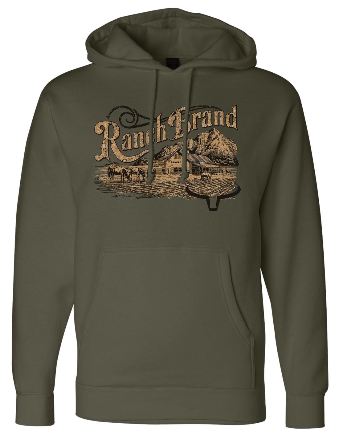 Ranch Brand | Unisex Hoodie Old Ranch | Army