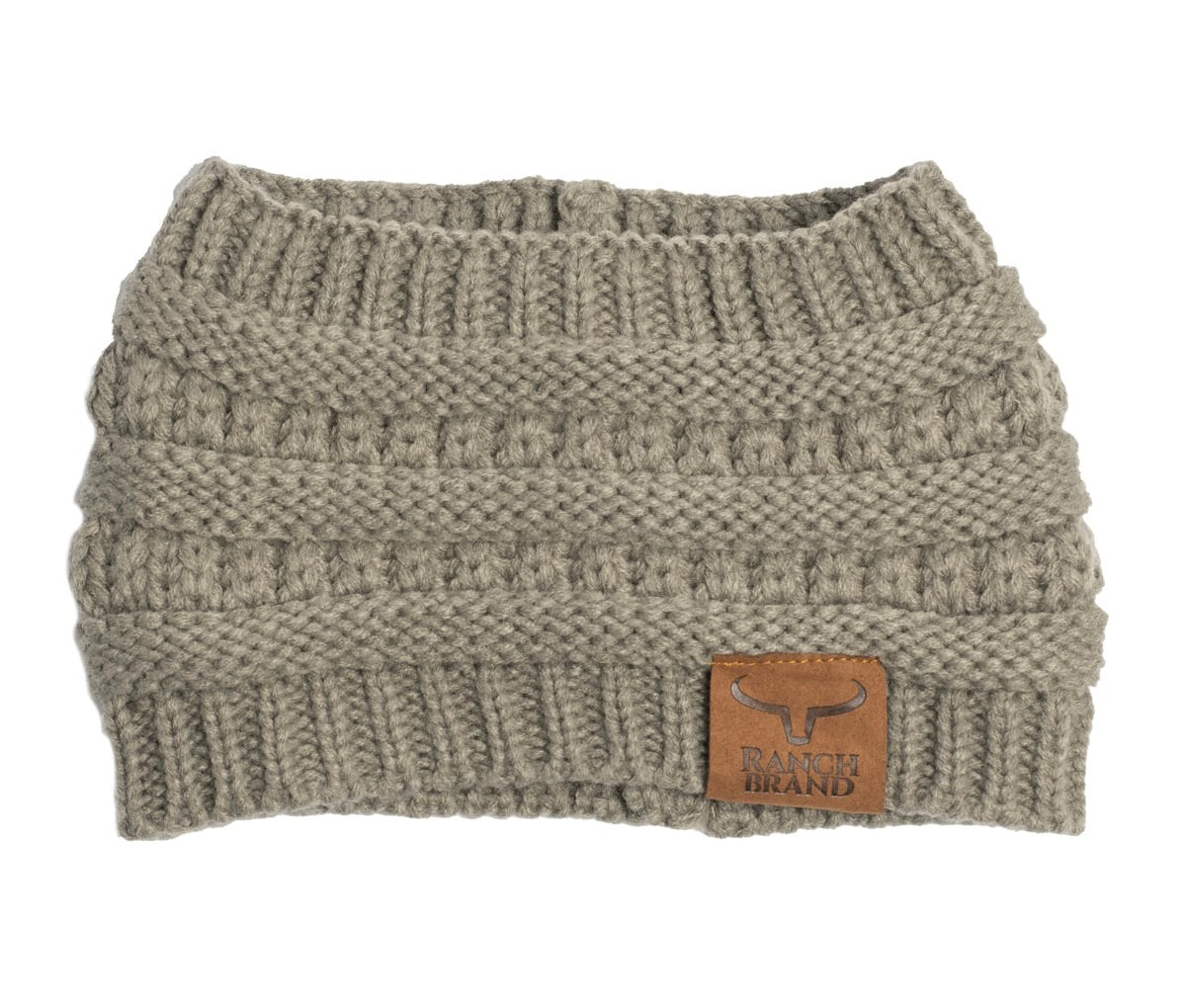 Bandeau Femme | Taupe | Patch De Cuir