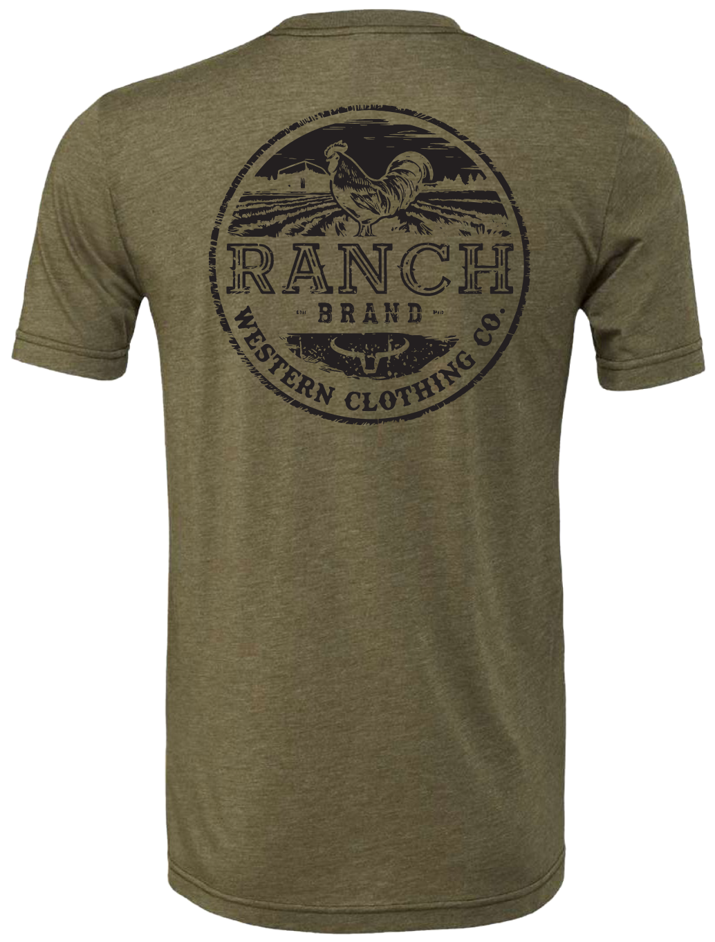 Ranch Brand Men T Shirt Rooster 2 Army Medium