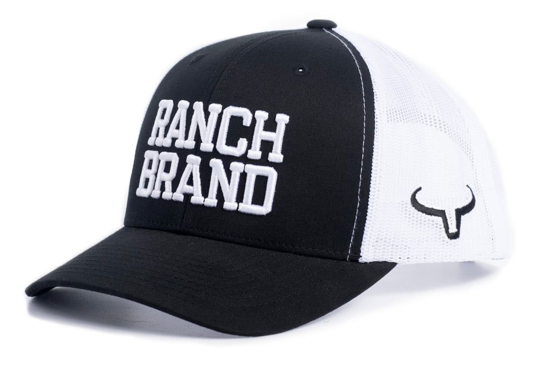 Casquette Big Ranch | Noir & Mesh Blanc | Logo Blanc