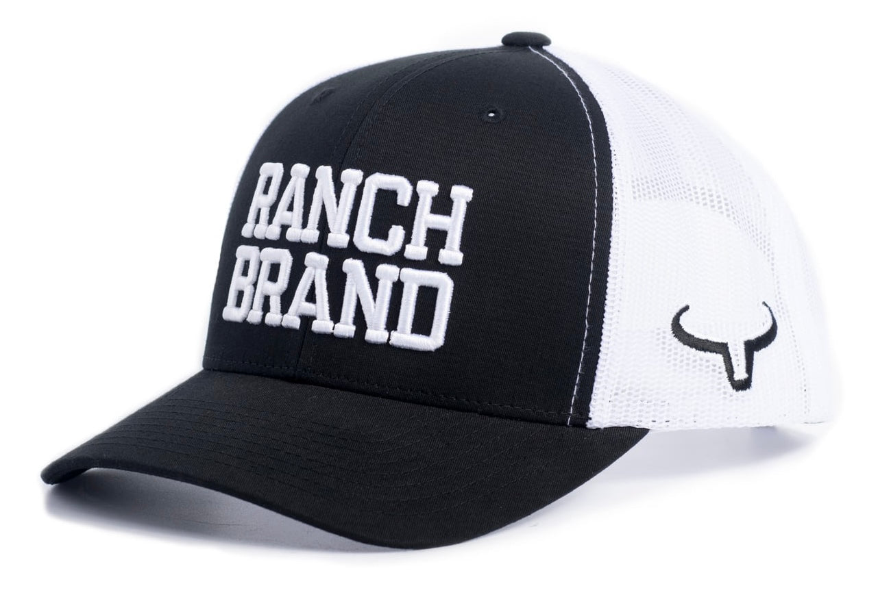 Casquette Big Ranch | Noir & Mesh Blanc | Logo Blanc