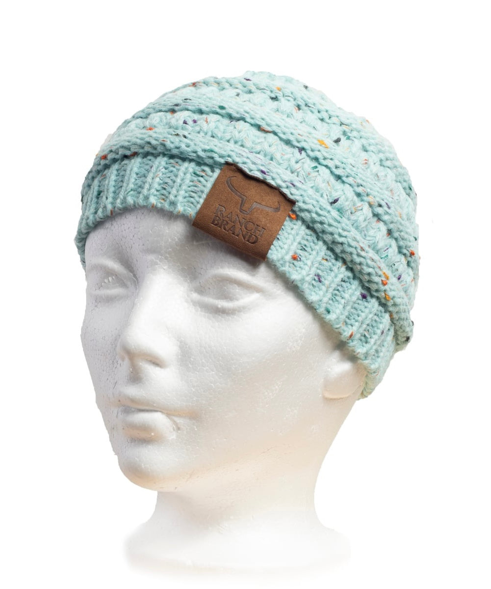 Bandeau Femme porté | Turquoise Mix | Patch De Cuir