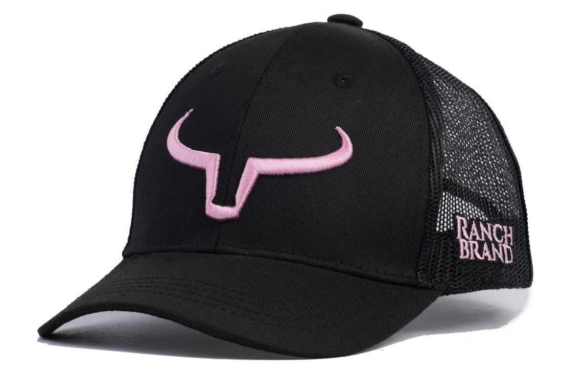 Casquette Ponytail Femme | Noir & Mesh Noir | Logo Rose