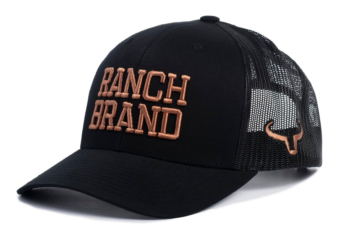 Casquette Big Ranch | Noir & Mesh Noir | Logo Cuivre