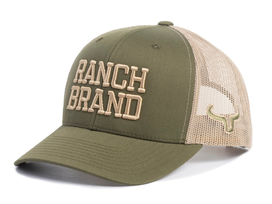 Casquette Big Ranch | Vert Mousse & Mesh Beige | Logo Gold