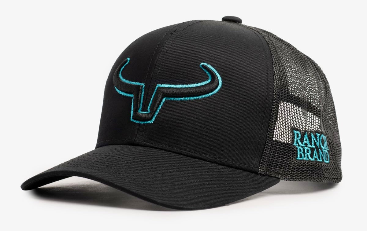 Rancher | Noir & Mesh Noir | Logo Noir & Turquoise