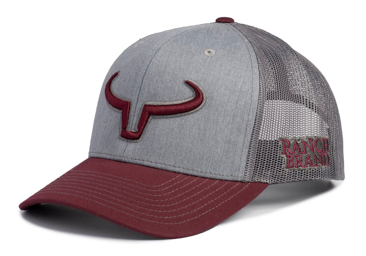 Casquette Rancher | Charcoal / Bourgogne & Mesh Gris | Logo Bourgogne & Gris