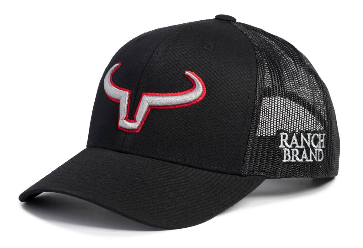 Casquette Rancher | Noir & Mesh Noir | Logo Silver & Rouge