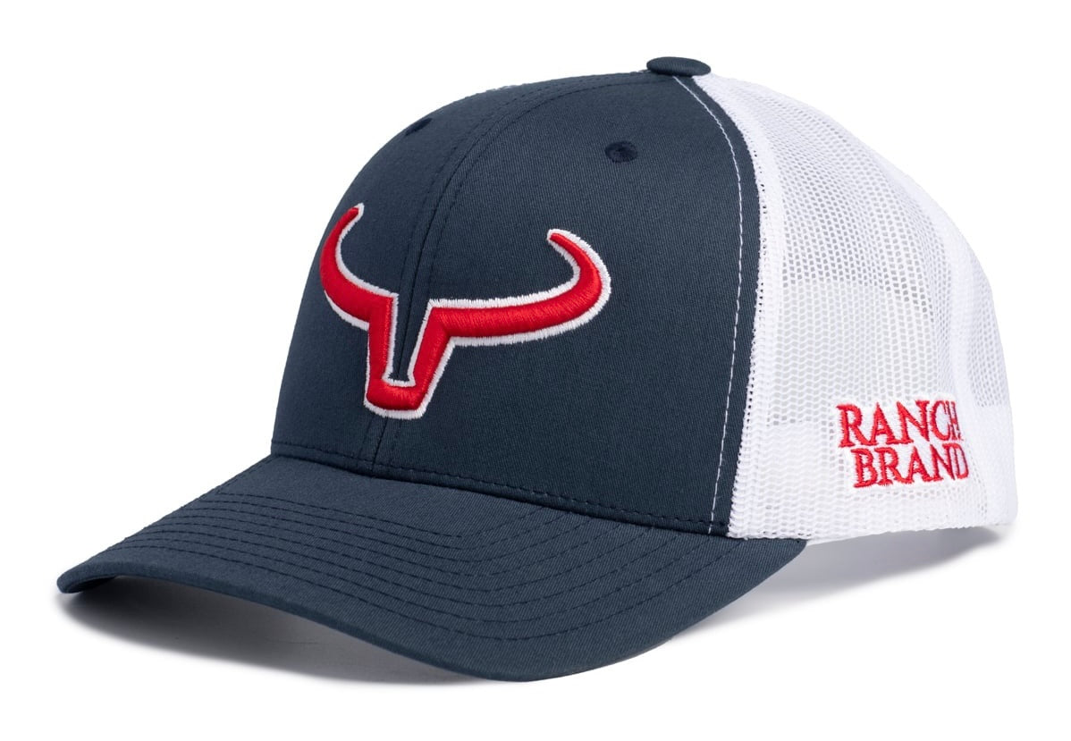 Casquette Rancher | Marine & Mesh Blanc | Logo Rouge & Blanc