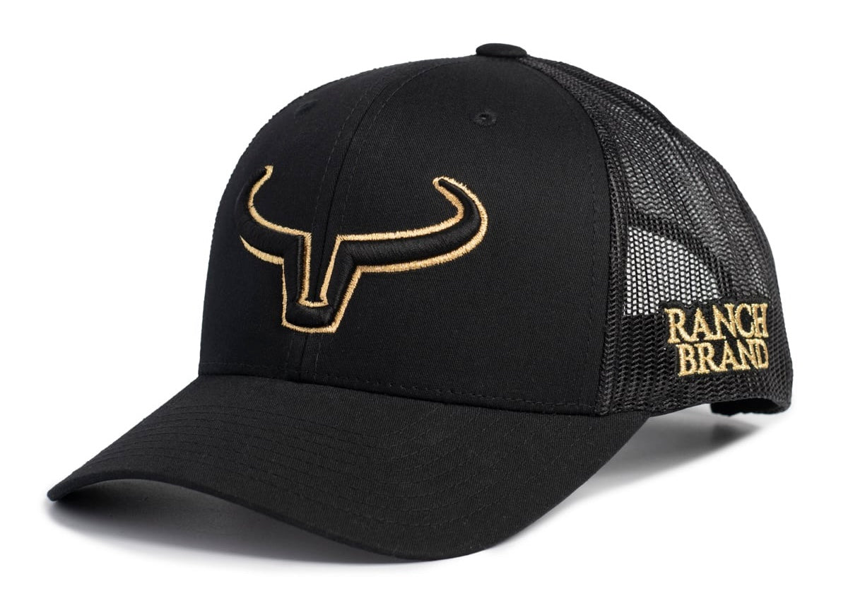 Casquette Rancher | Noir & Mesh Noir | Logo Noir & Gold