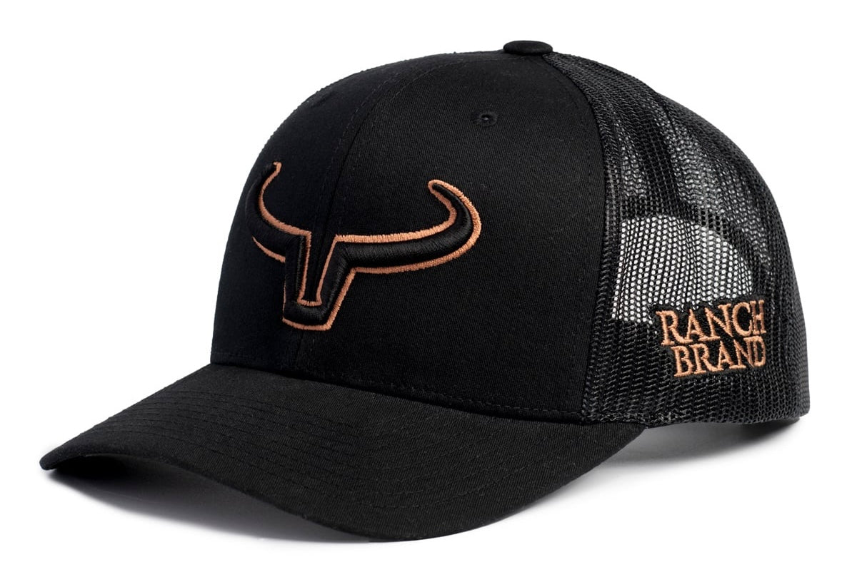Casquette Rancher | Noir & Mesh Noir | Logo Noir & Cuivre