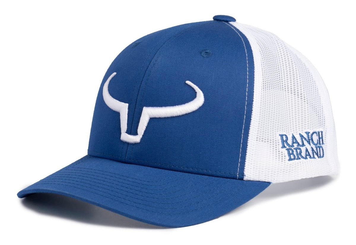 Casquette Rancher | Bleu Royal & Mesh Blanc | Logo Blanc