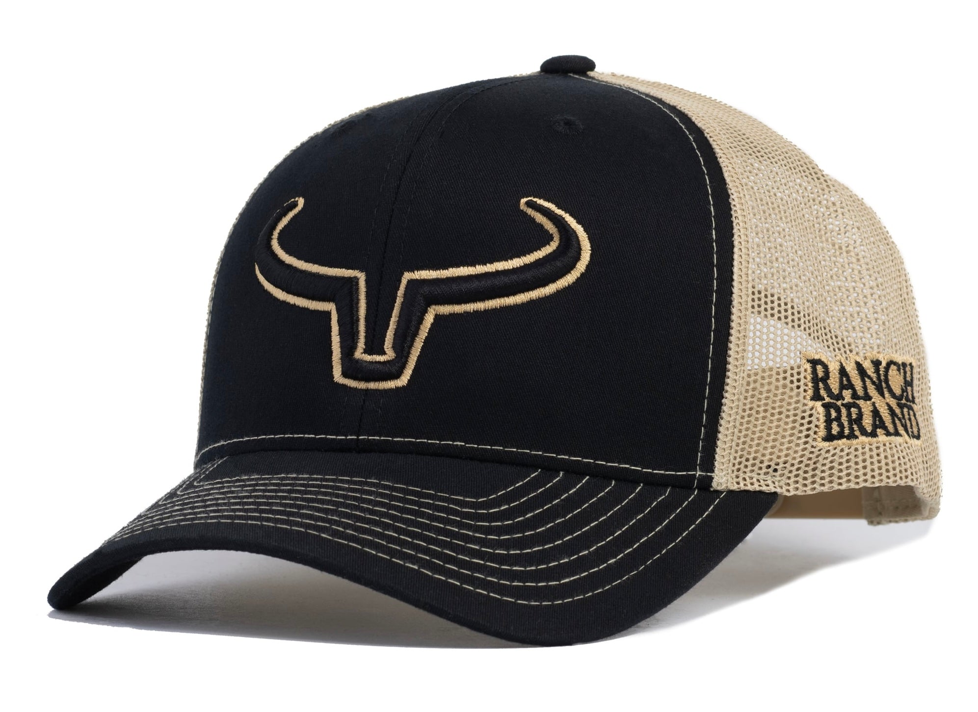 Casquette Rancher | Noir & Mesh Gold | Logo Noir & Gold