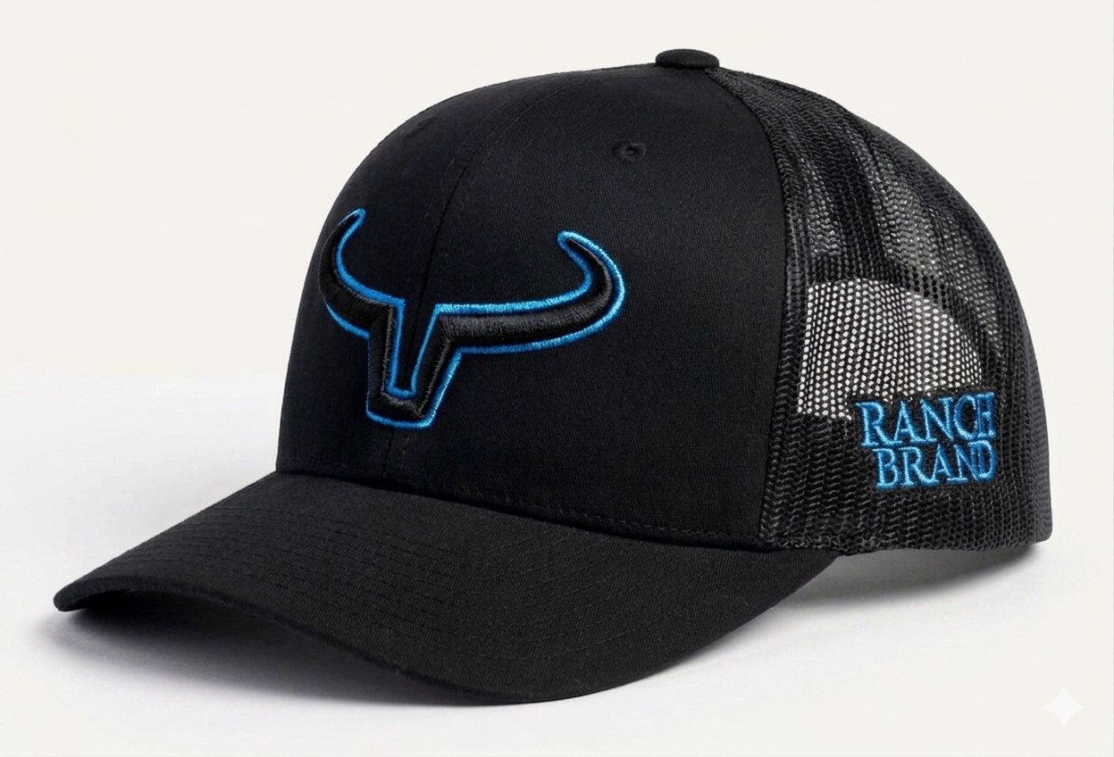 Rancher | Noir & Mesh Noir | Logo Noir & Bleu