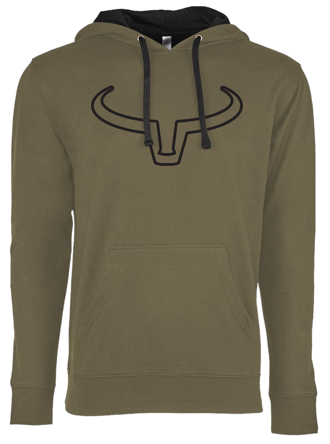Ranch Brand | Unisex Lightweight Outline Hoodie | Army & Black