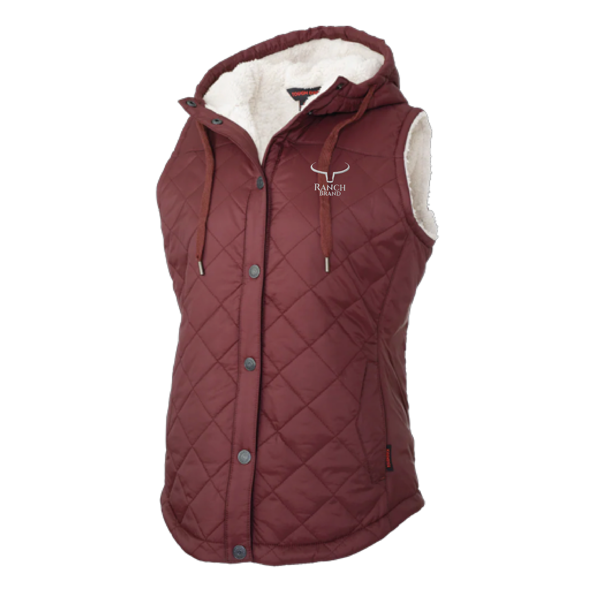 Ranch Brand | Veste matelassée à doublure Sherpa pour Femme | Bourgogne Logo Silver