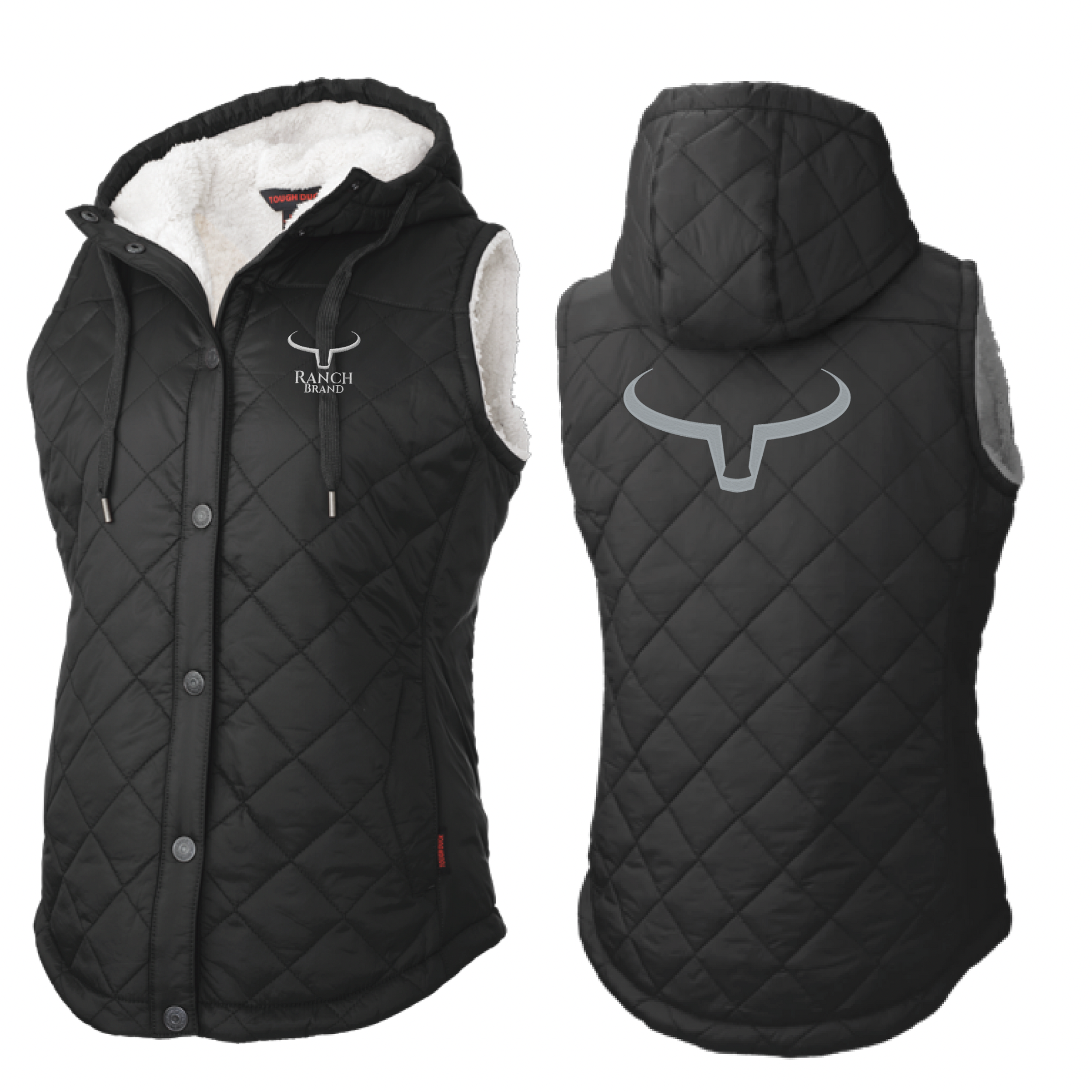 Ranch Brand | Veste matelassée à doublure Sherpa pour Femme | Noir Logo Silver