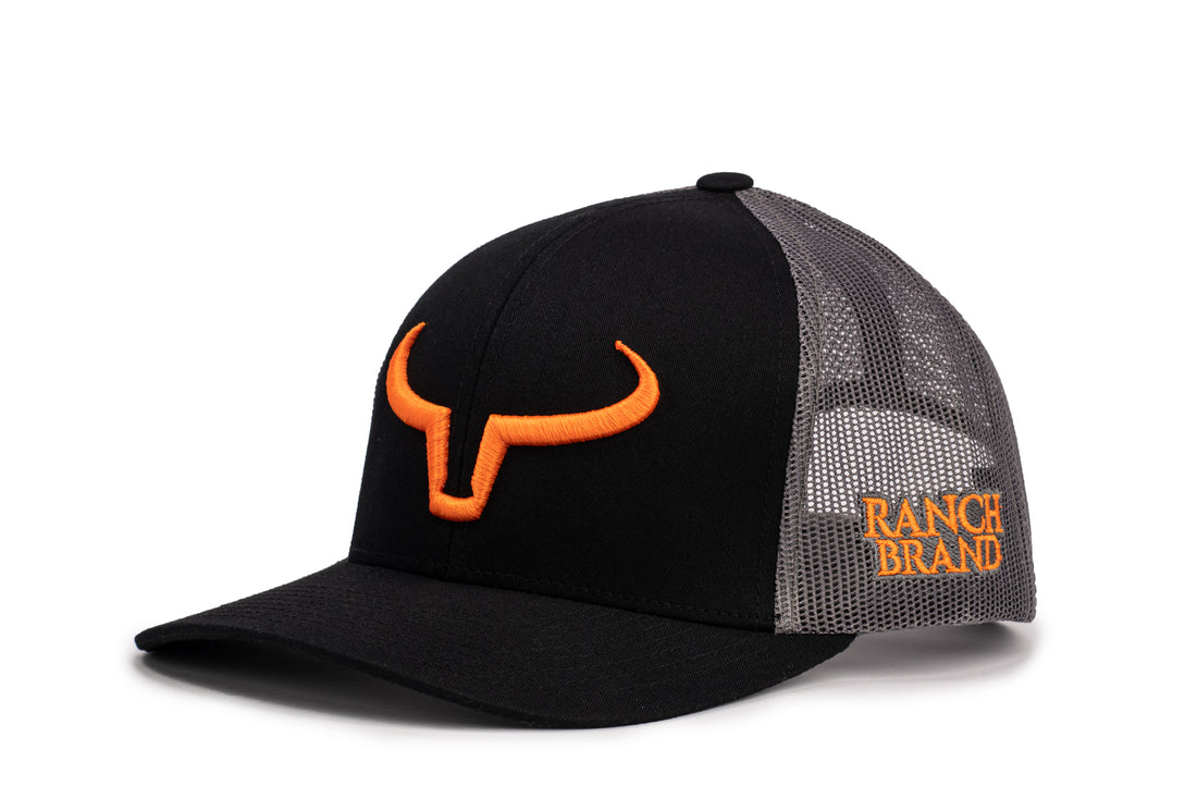 Rancher | Black & Black Mesh | Logo Orange