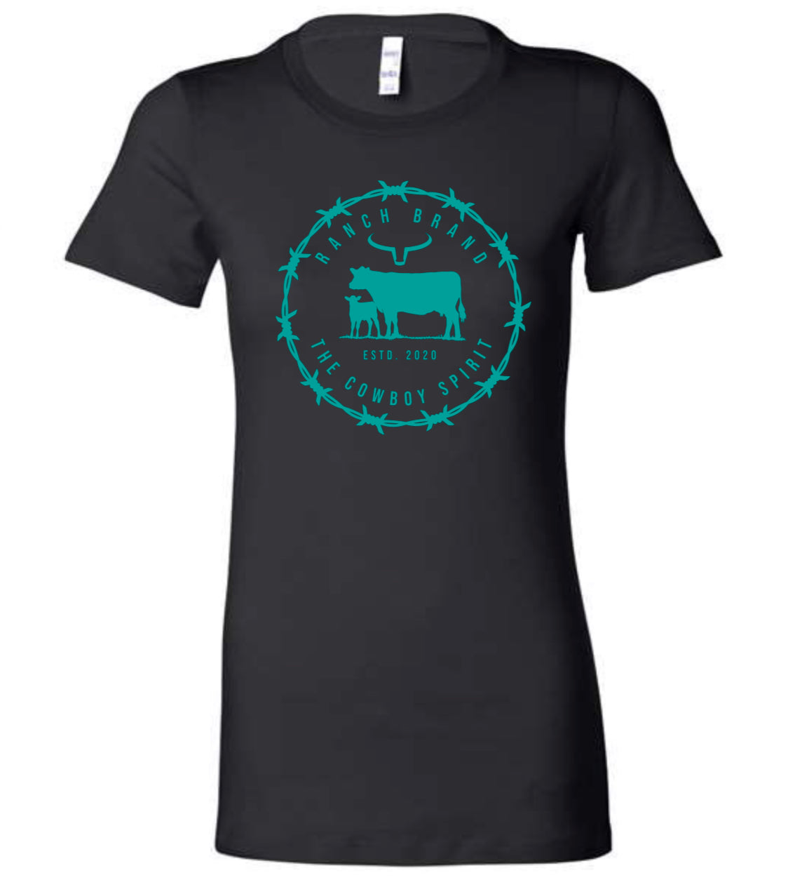 T-shirt western noir. Avec logo Ranch Brand bleu