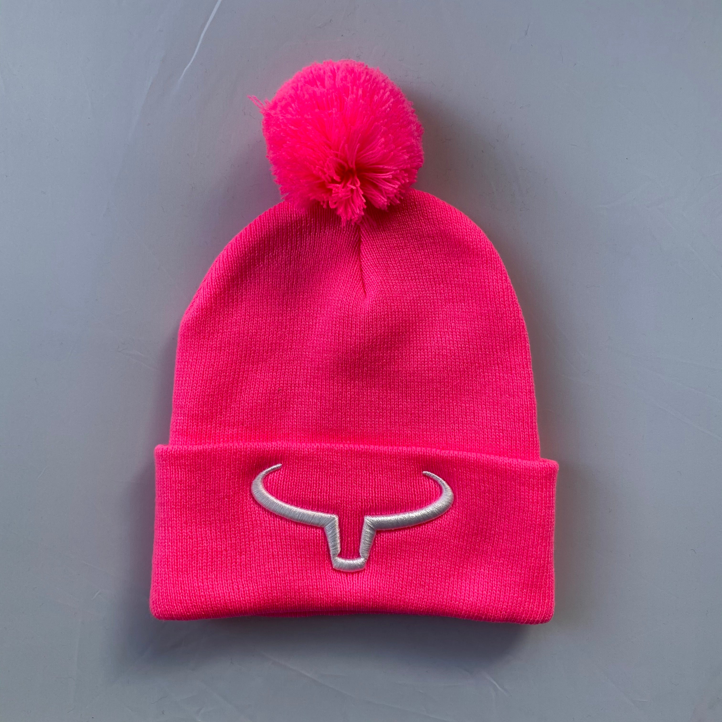 Pompom Hat | Pink & Pink Fold | Logo Silver