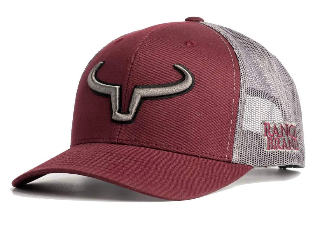Rancher | Bourgogne & Mesh Gris | Logo Gris & Noir
