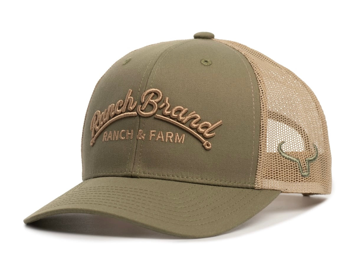 Ranch &amp; Farm Cap | Moss Green &amp; Beige Mesh | Gold Logo