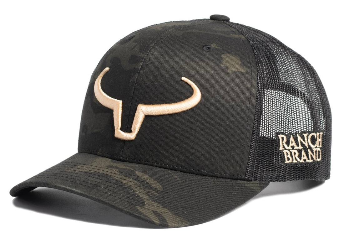 Rancher | Black Multicam &amp; Black Mesh | Gold Logo