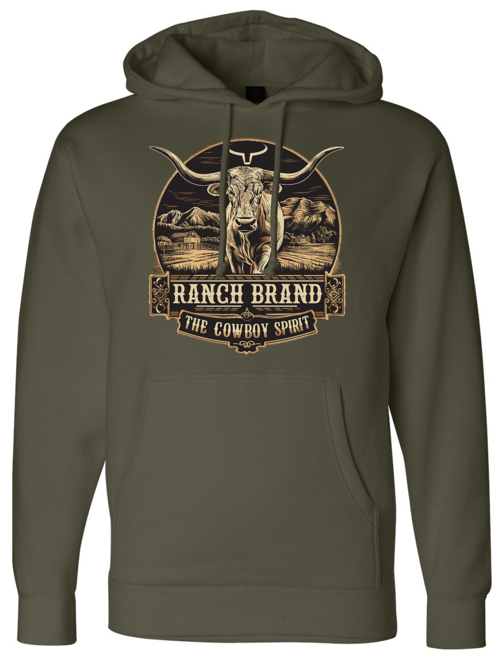 Ranch Brand | Hoodie Unisexe Longhorn 2  | Army