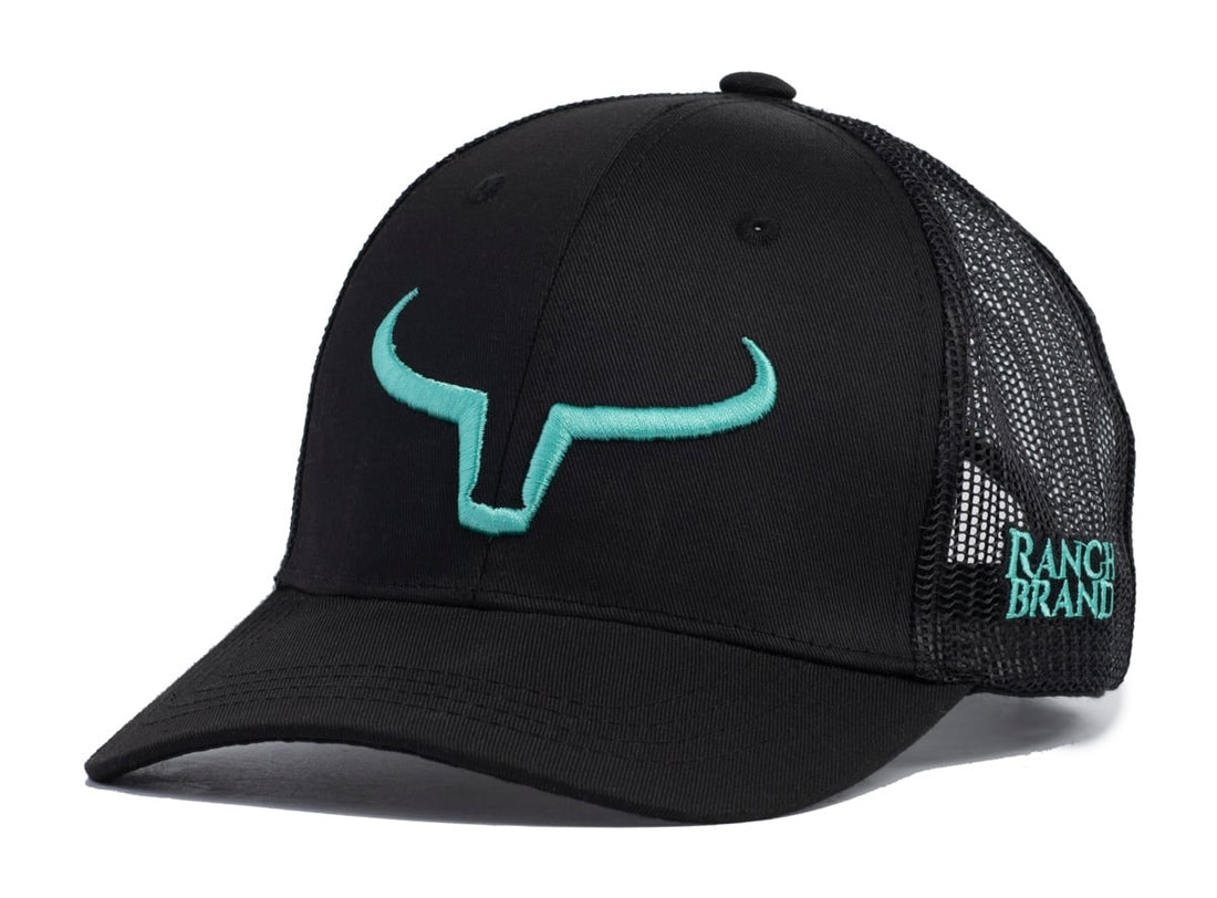 Casquette Ponytail Femme | Noir & Mesh Noir | Logo Turquoise