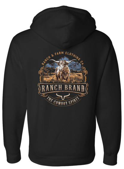 Ranch Brand | Hoodie Unisexe Longhorn 6  | Noir