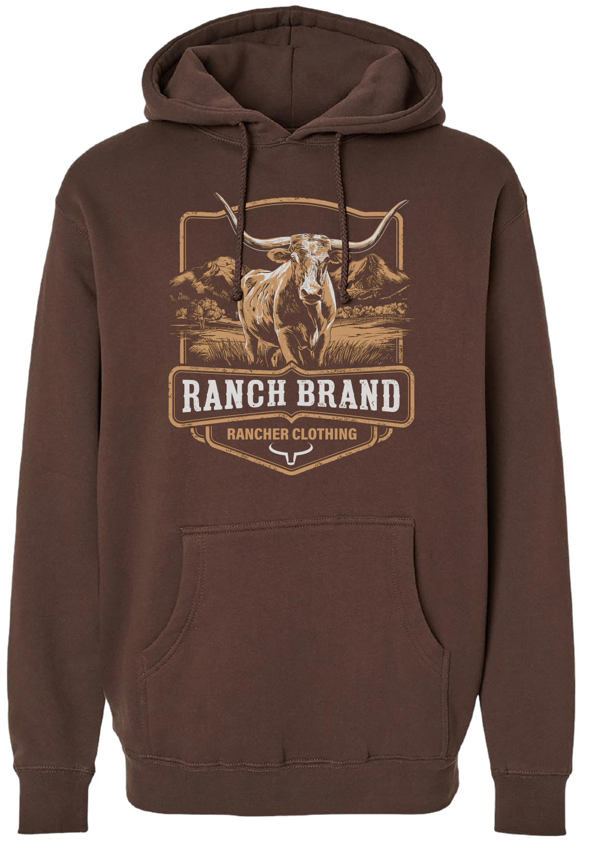 Ranch Brand | Unisex Hoodie Longhorn 3 | Brown