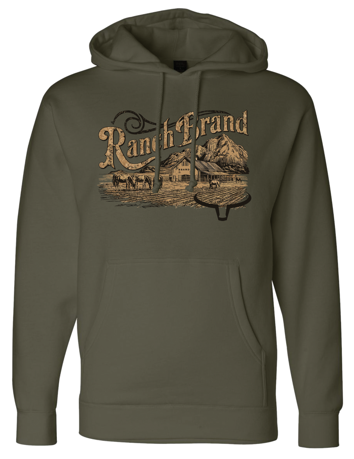 Ranch Brand | Hoodie Unisexe Old Ranch | Army – Ranch Brand Clothing