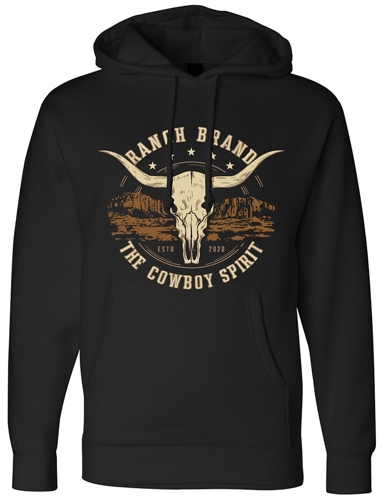 Ranch Brand | Unisex Hoodie Skull 3 | Black