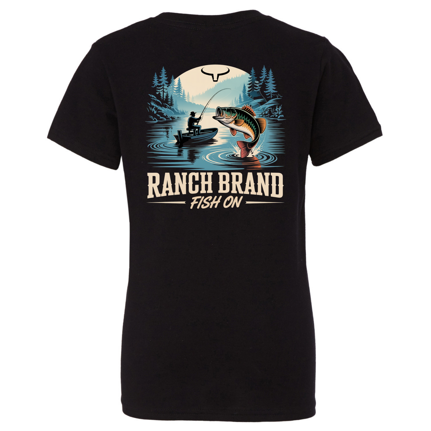 T-Shirt Homme Fish On 3 Black Ranch Brand