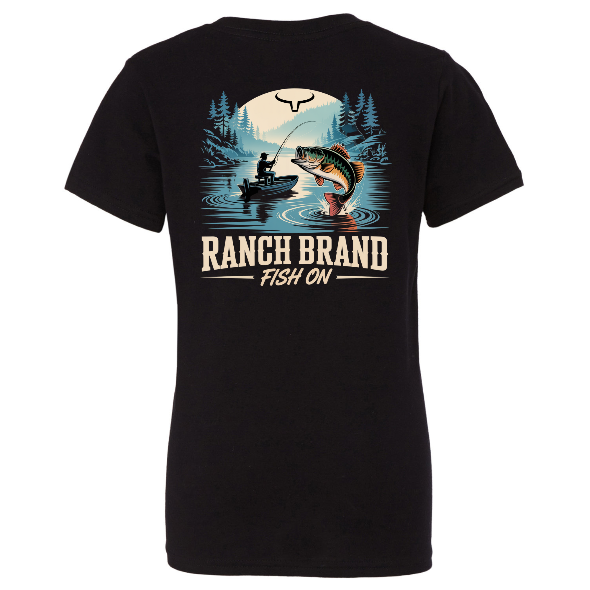T-Shirt Homme Fish On 3 Black Ranch Brand