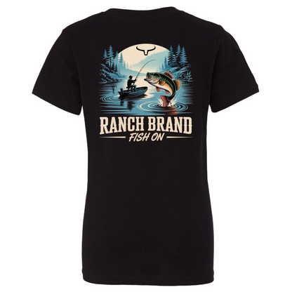 T-Shirt Homme Fish On 3 Black Ranch Brand