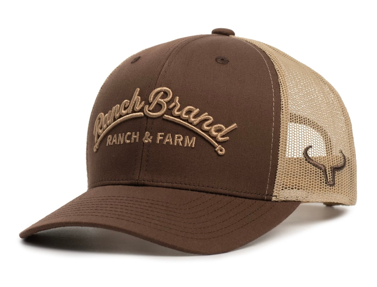 Ranch &amp; Farm Cap | Brown &amp; Beige Mesh | Gold Logo