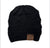 Ponytail beanie | Black | Leather Patch