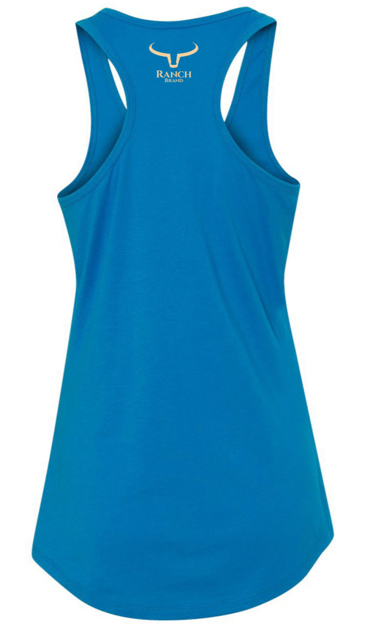 Camisole dos Flower Skull Bleu Turquoise Ranch Brand