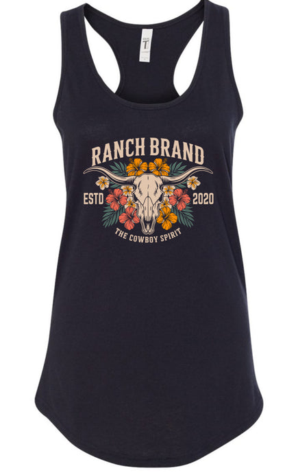 Camisole Flower Skull 2 Noir Ranch Brand