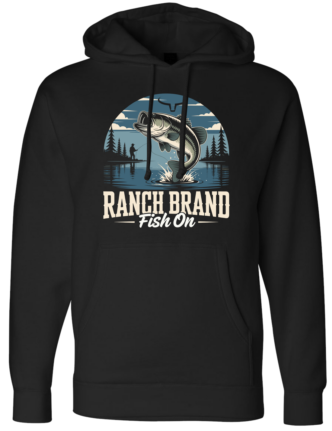 Ranch Brand | Unisex Hoodie Fish On 4 | Black