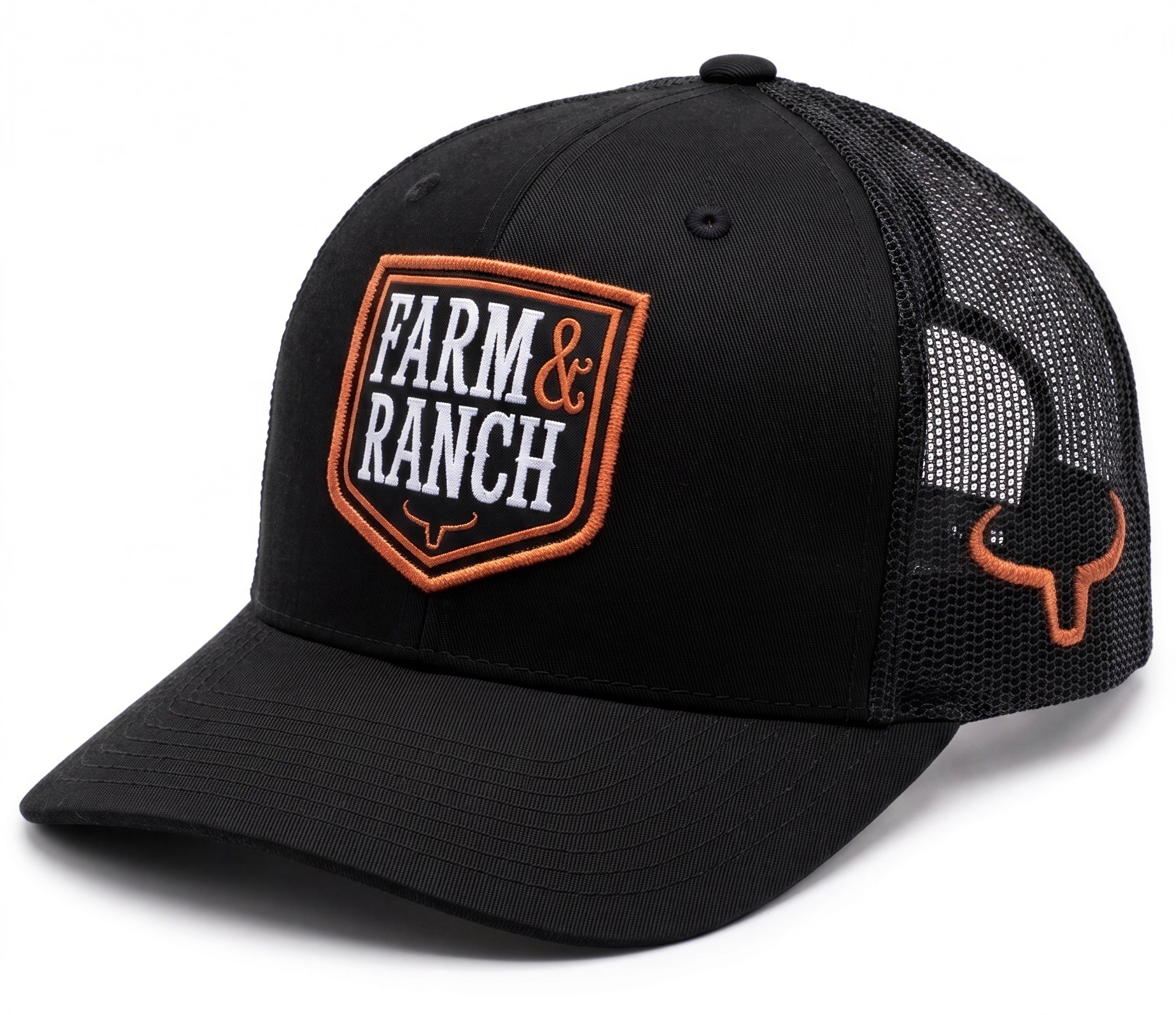 Casquette Patch 2 | Noir &amp; Mesh Noir | Orange