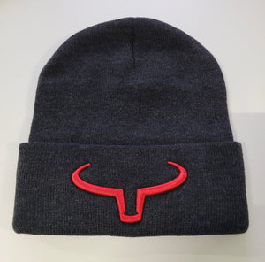 Beanie Hat | Dark Gray & Dark Gray Flap | Red Logo